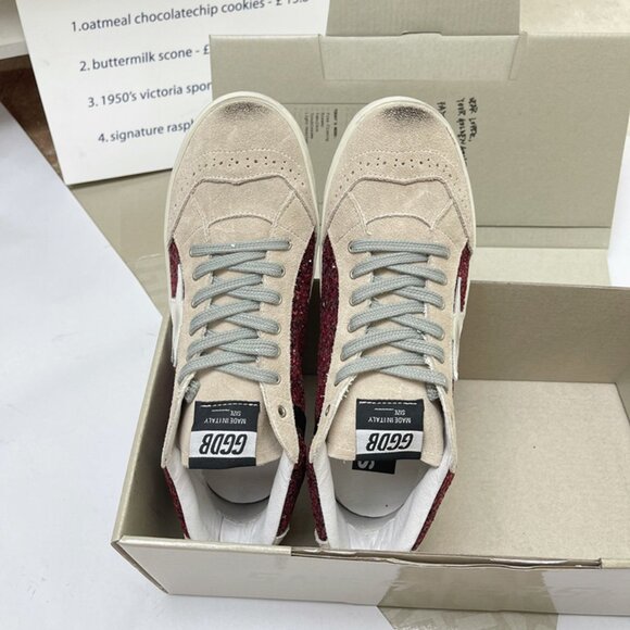 Golden Goose Mid Star In Burgundy Glitter With Gray Inserts And White Star - Picture 2 of 9